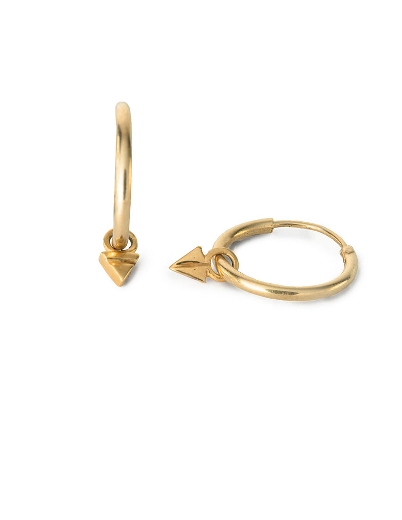 Gold Triangle Drop Hoops by May Hofman Jewellery 
